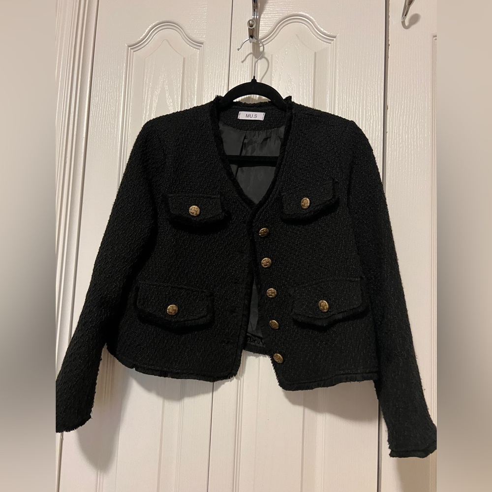 Tweed Korean cropped blazer